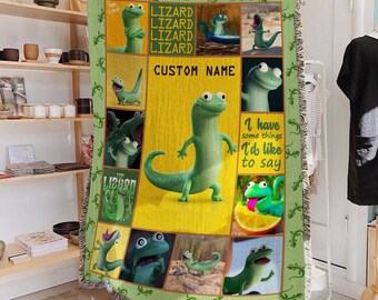 Personalized Tom Lizard Blanket, Custom Name Hoppers Movie Blanket, Disney Lizard Character Throw Blanket, Birthday Girl Boy Gift Blanket