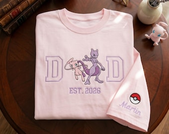 Embroidered PokaDad Shirt, Custom Poke Anime Characters Shirt, Father's Day Sweatshirt, Gift For Dad Sweater, Pocket Monster Dad Crewneck
