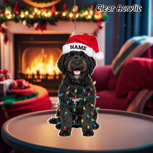 Personalized Portuguese Water Dog Ornament, Custom Dog Christmas Ornament, Forever Loved Memorial Gift, Custom Pet Portrait Ornament,TGOC130