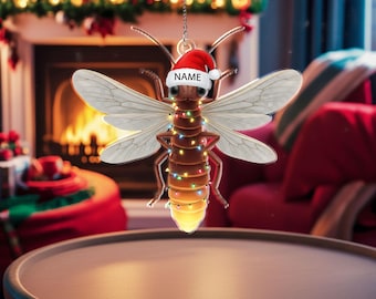 Custom Firefly Ornament, Personalized Nature Lover Gift, Lightning Bug Keepsake, Entomology Xmas Decor, Unique Science Holiday Gift Idea