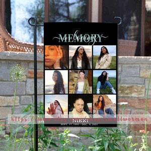 In Loving Memory Garden Flag, Memorial Keepsake Photo Collage Garden Flag, Forever In Our Heart Flag, Cemetery Decoration Funeral Gift