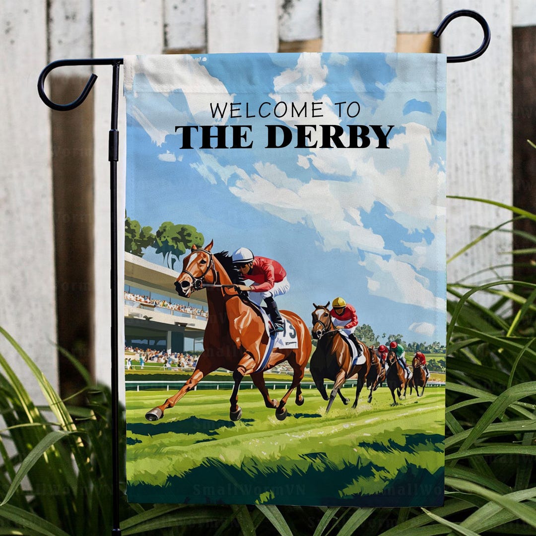 Welcome to the Derby Flag, Derby Party Flag, Horse Racing Garden Flag ...