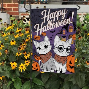 Happy Halloween Cute Cartoon Cat Pumpkin Flag, Fall Halloween Outdoor Flag, Happy Halloween Witch Flag, I Prefer Halloween Flag, FGB666