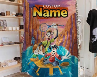 Personalized Max Goof Goofy Blanket, A Goofy Movie Road Adventure Blanket, Father Son Trip Decor, Birthday Girl Boy Gift Blanket, TNA004