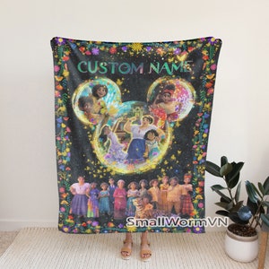 Custom Name Encanto Blanket, Personalized Encanto Fleece Blanket, Birthday Gift, Encanto Christmas Gift, Encanto Family Fleece Blanket