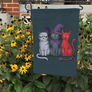 All Cats In Witches Hats Flag, Halloween Witch Flag, I Prefer Halloween Flag, Spooky Flag For Goth Garden, Outdoor Halloween Flag, FGB668