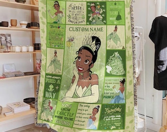 Personalized Princess Tiana Blanket, Princess And The Frog Throw Blanket, Girls Bedroom Decor Blanket, Birthday Girl Gift Blanket, VTB643