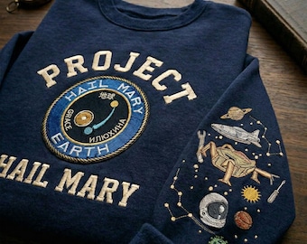 Project Hail Mary Embroidered Sweatshirt, Eridian Planet Space Sweater, Sci-Fi Fantasy Bookish Shirt, Astronomy Fan Gift Crewneck