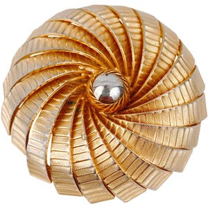 Vintage Mid Century Gold Ton Swirl Brosche texturierte Modernist Spiral Pin