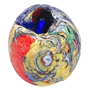 Rare Antique Venetian End Of Day African Trade Bead Multicolor Fused Glass Italy