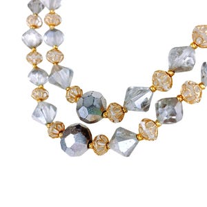 VTG Double Strand Graduated Faceted Mirror AB Crystal Glass Necklace on Wire