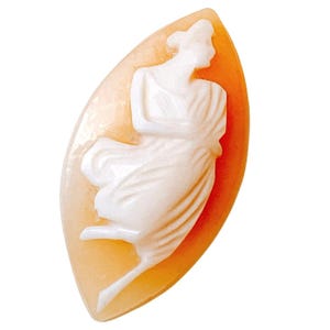 VTG Mid Century Shell Cameo Cabochon Hand Carved Woman Jewelry Making Component