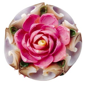 Vintage 50s Shell Brooch Layered Pink Floral Mid Century Tropical Beach Jewelry