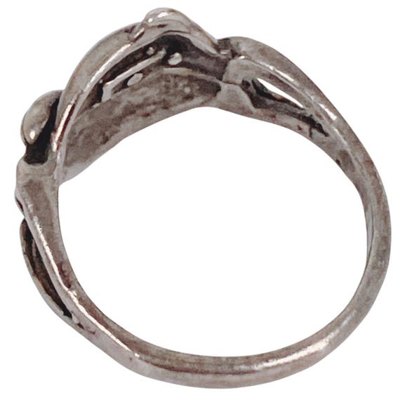 VTG Solid Silver Dolphin Ring 1990s Nautical Ocea… - image 6
