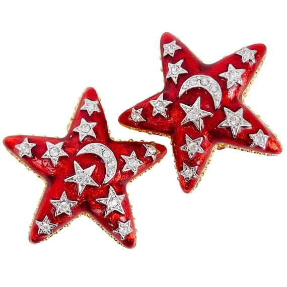 The Quacker Factory Red Enamel Celestial Star Moo… - image 1