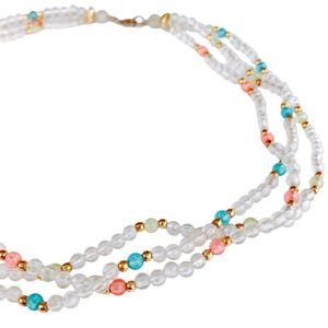 VTG 1960s Mid Century Necklace Multi Strand Pastel Beaded