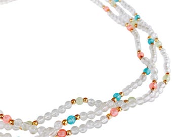 VTG 1960s Mid Century Necklace Multi Strand Pastel Beaded