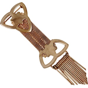 RARE Vintage Mid Century Gold Tone Mesh Brooch Art Nouveau Revival 50s Jewelry