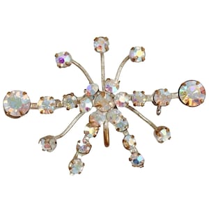 VTG Rare Signed Made in Austria Atomic Starburst AB Rhinestone Pin Brooch