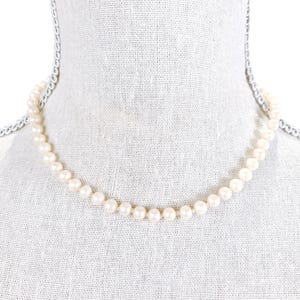 VTG Knotted Faux Pearl Necklace with Sterling Silver Clasp 16” Elegant Strand
