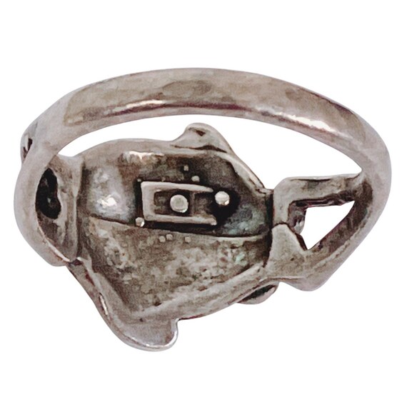VTG Solid Silver Dolphin Ring 1990s Nautical Ocea… - image 8