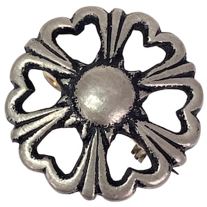 VTG Signiert S9 BT Sweden Zinn Brosche 1968 Silber Ton Rosette Skandinavischen Pin