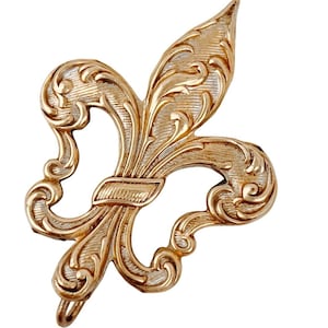 Vintage 12K Gold Filled Fleur de Lis Brooch: Rococo Style Pin