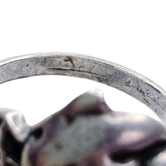 VTG Solid Silver Dolphin Ring 1990s Nautical Ocea… - image 9
