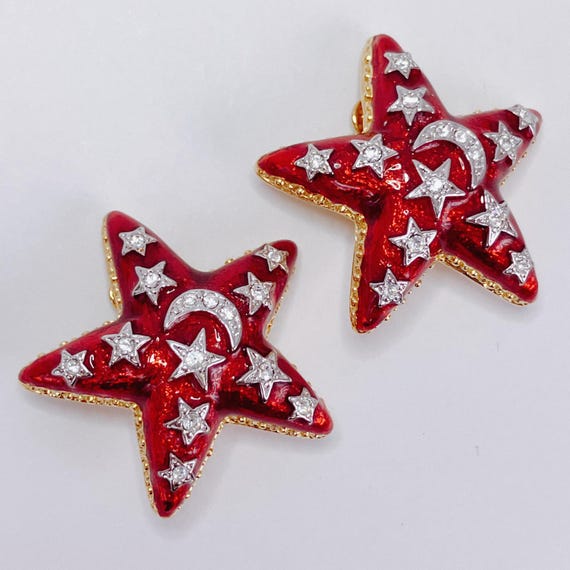 The Quacker Factory Red Enamel Celestial Star Moo… - image 3