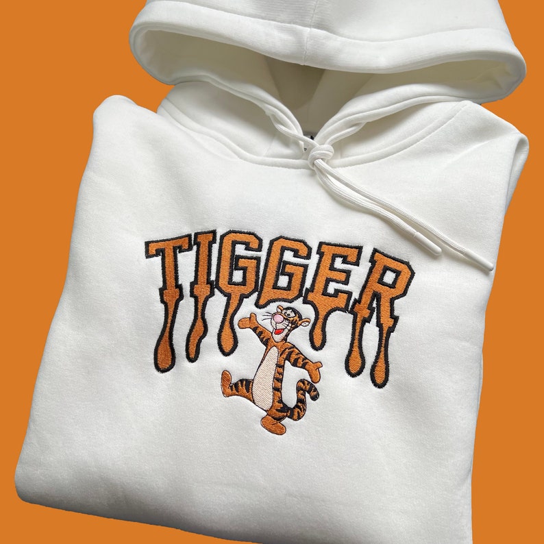 Tigger Embroidered Sweatshirt & Hoodie; embroidered sweatshirt; Winnie the Pooh embroidery; Pooh Hoodies; High Quality; Unisex 