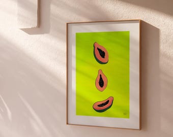 Tropische papajaprint: moderne keukenmuurkunst