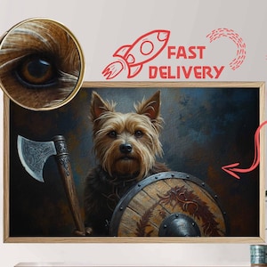 Personalized Viking Warrior Dog Portrait: Custom Pet Oilpaint (Digital Product)
