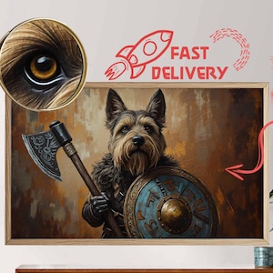 Custom Viking Warrior Pet Portrait: Dog & Cat Oil Painting (Digital Download)