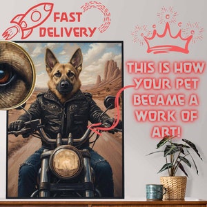 Motorcycle Pet Portrait: Custom Biker Dog Art (Digital Product)