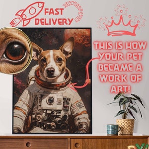 Custom Astronaut Pet Portrait: Space Dog Oil Painting (Digital Download)