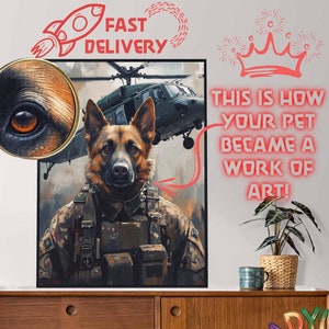 Dog Pilot Portrait, Fighter Pilot, Aviator, Chopper Dog, Helicopter Pilot Pet Portrait, Airforce, Military Dog Portrait, Us Air Army Dog Pet