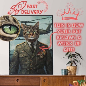 Helicopter Pilot Cat Portrait, Fighter Pilot, Aviator Cat Portrait, Cat Pilot Portrait, Airforce, Military Cat Portrait, Us Air Army Dog Pet