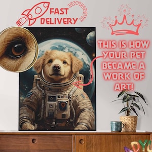 Custom Astronaut Pet Portrait: Unique Space Art (Digital Download)