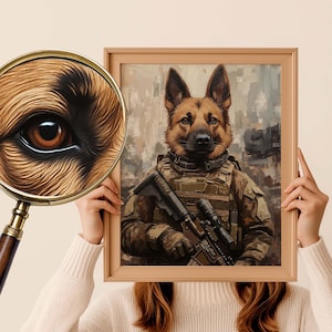 Custom Military Pet Portrait: Tactical Dog Oil Painting (Digital Download)