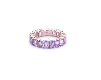 Sapphire baguette eternity band