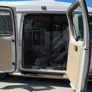 1998-2016 Ford Econoline Barn Style Side Doors NO-SEE-UMS Bug Net Magnetic Cover, E250, E350 Van screen netting magnetic cover