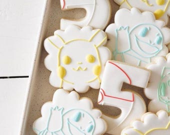 Poke Ball | Custom Decorated Sugar Cookies | Hand-Piped & Printed Cookies