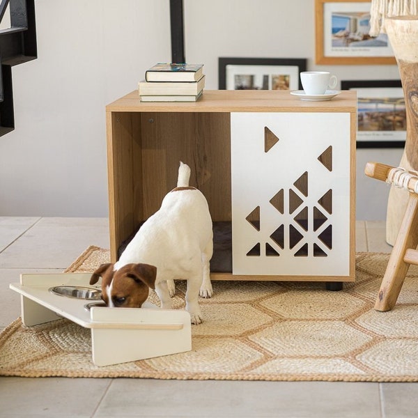 Cuccia in legno per cani Ibiza - Legno, Bianco | Cuccia moderna per cani da interno, cuccia per cani, cuccia per cani, Casetta per cani