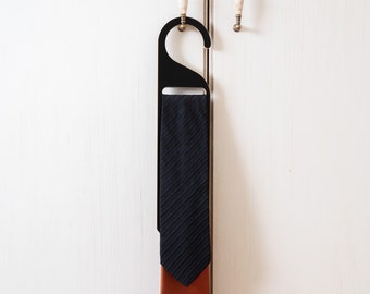 Tie Rack - Black | Wooden Tie Rack, Holds up to 7 Ties, Wardrobe Accessory, Tidy Ties, Birthday Gift, Ties & Belts Hanger