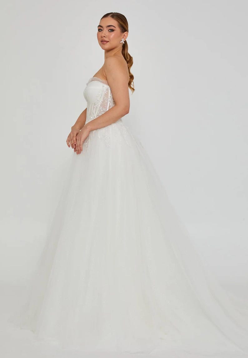 Sleeveless Maxi Tulle Regular Wedding Dress bnc8084-1