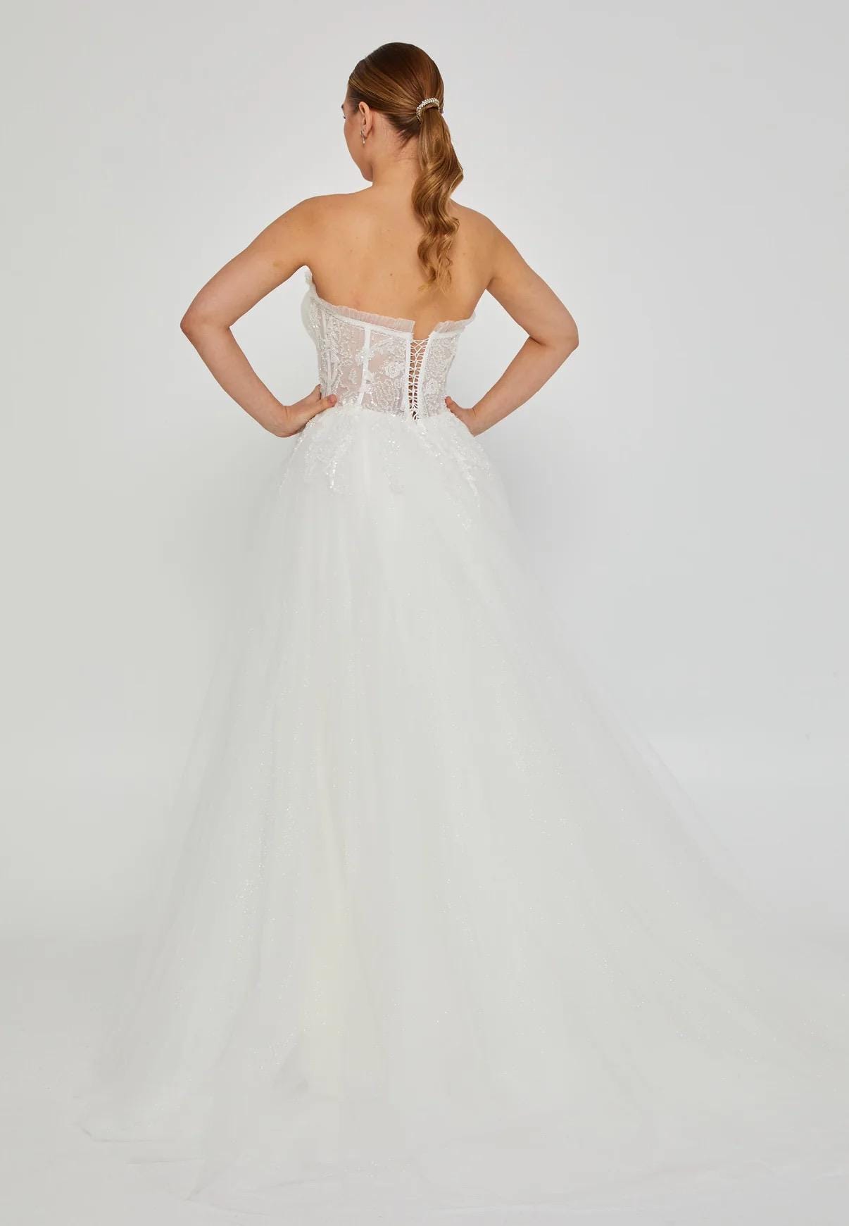 Sleeveless Maxi Tulle Regular Wedding Dress nor564 main image 1