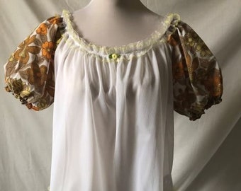 ATELIER Chez Lilou Handmade White Floral Nylon Babydoll GIFT BOXED