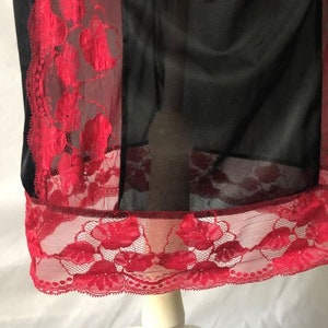 Handmade Black Nylon Red Lace Waist Half Slip Petticoat Lingerie GIFT BOXED image 7
