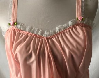 Handmade Pink Strappy Frilly Nylon Full Slip Babydoll Nightie Lingerie Négligée Dessous GIFT BOXED