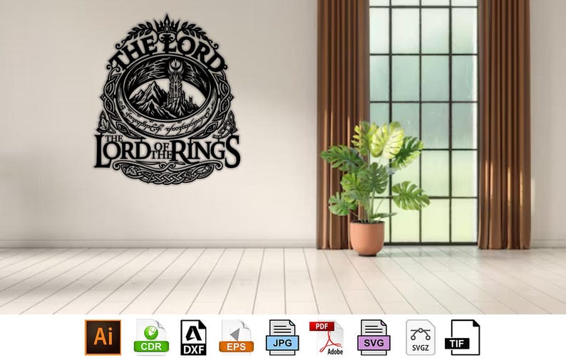 Lord of the Rings SVG for Laser Cut, Barad-dur Tower Wall Art DXF, One ...